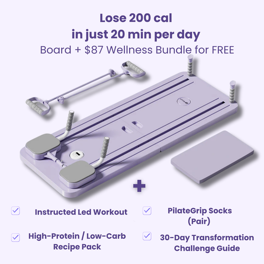 Pilates board with wellness bundle components 