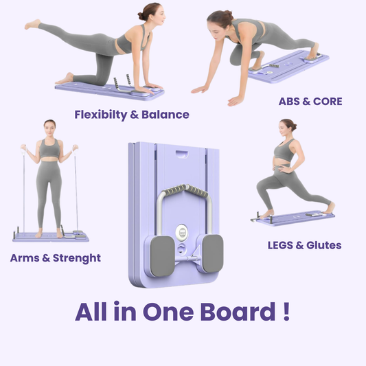 Woman using a fitness board for various exercises _ all in one board 